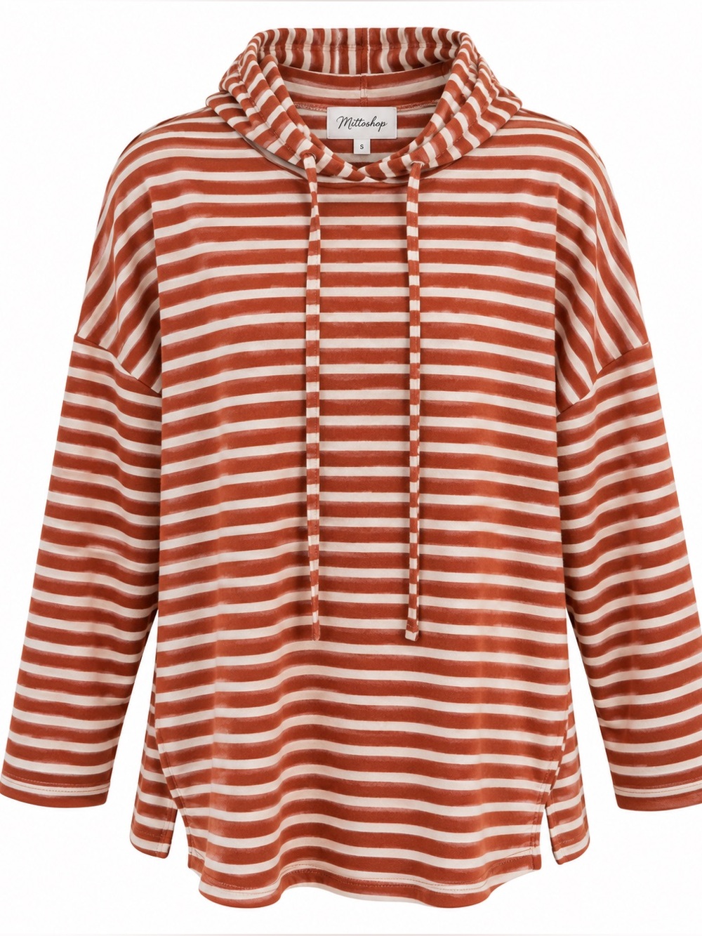 Mittoshop Orange and white striped hooded top